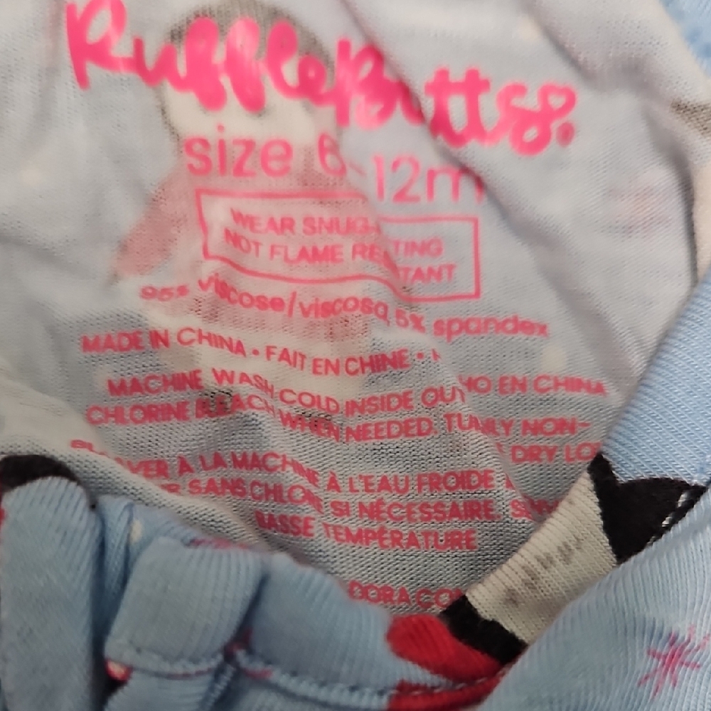 Ruffle Butts Light Blue Penguin Print Footie 6-12 - Picture 2 of 3